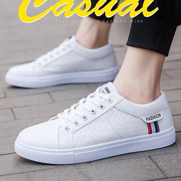 Giày sneaker nam màu trắng đế cao 3cm mã GLD12