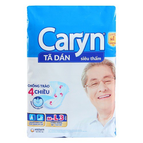 (Đủ Size) Tã dán siêu thấm Caryn cho người lớn Size M10,ML10,XL10