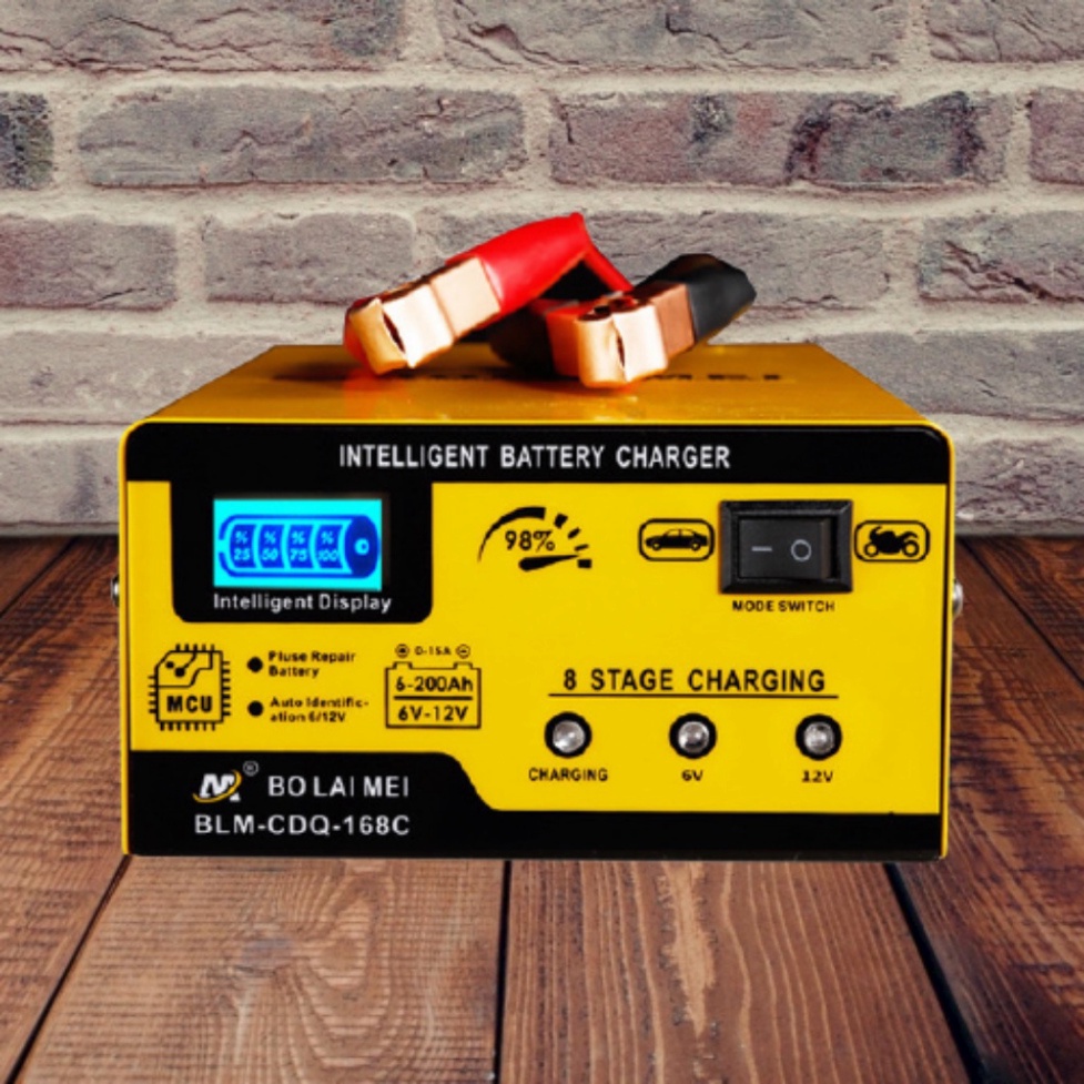 Sạc bình ắc quy 12v-24v tự ngắt ALONGTOOL ,3ah-200ah cho xe máy đến ô tô, sạc nhiều bình liên tục