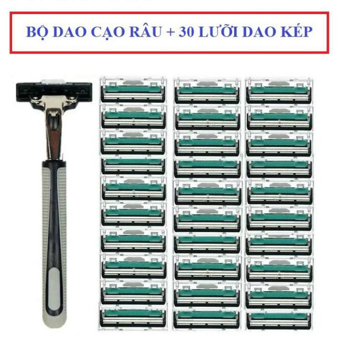 COMBO DAO CẠO RÂU TẶNG KÈM 30 LƯỠI DAO KÉP + TUYP KEM CẠO RÂU