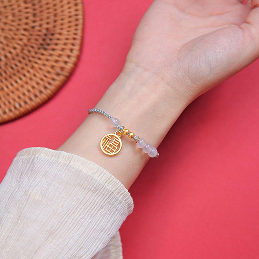 QQMALL Vòng Tay Dây Bện Thủ Công Xỏ Hạt Độc Đáo Sáng Tạo Cho Nữ