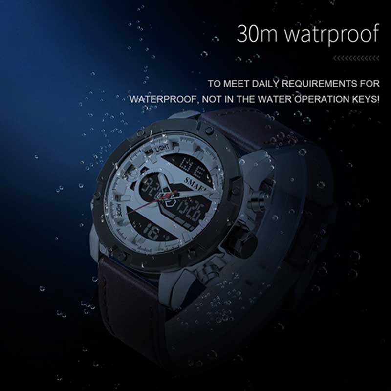 Đồng Hồ Quartz SMAEL 1320 Dây Da Thật Phong Cách Quân Đội Cho Nam