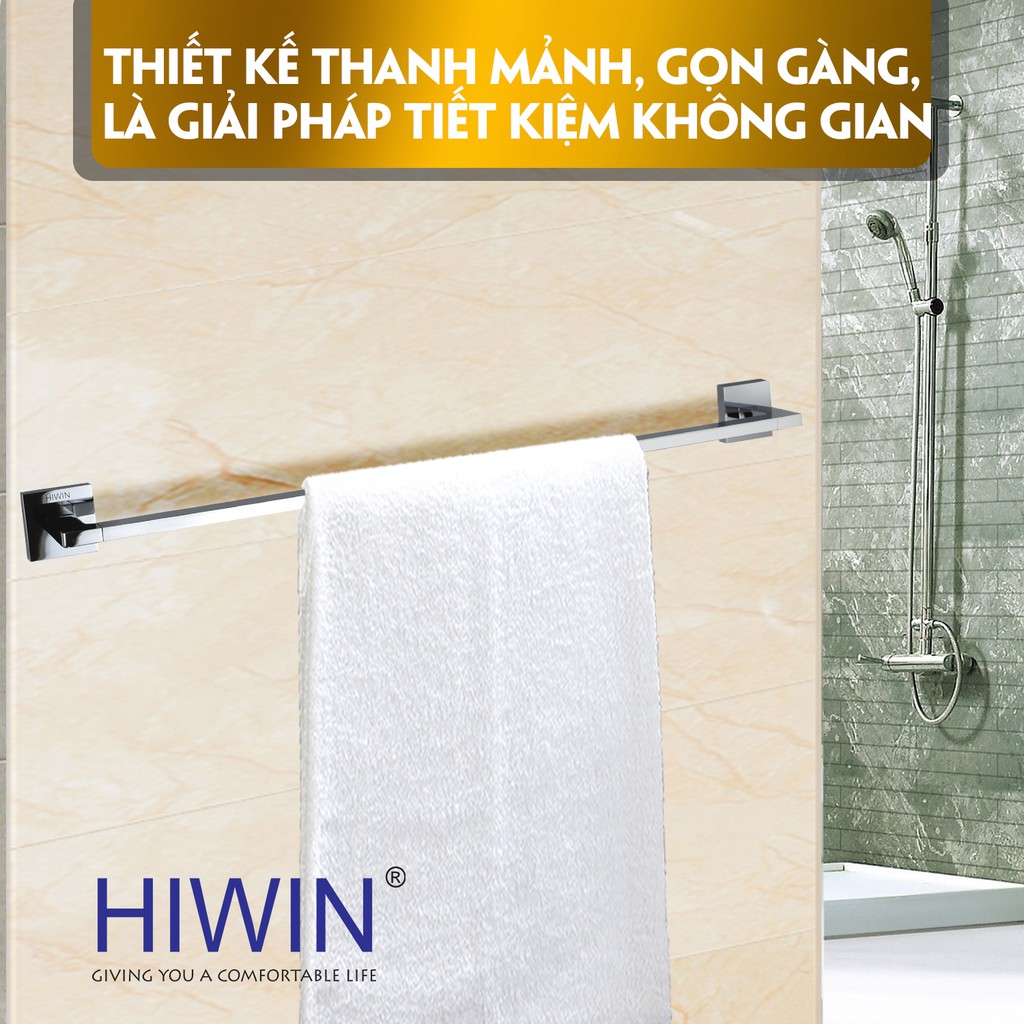 Thanh vắt khăn đơn chất liệu đồng mặt gương Hiwin Y-1208 kích thước 620x70x45mm