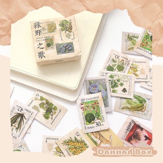 Hộp 45 miếng dán sticker dạng tem hình lá cây phong cách vintage