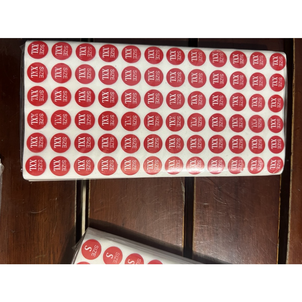 Decal size ,dán mác quần áo,giá xưởng - Tem tròn 72 miếng /1 tờ*100 tờ /1 tập