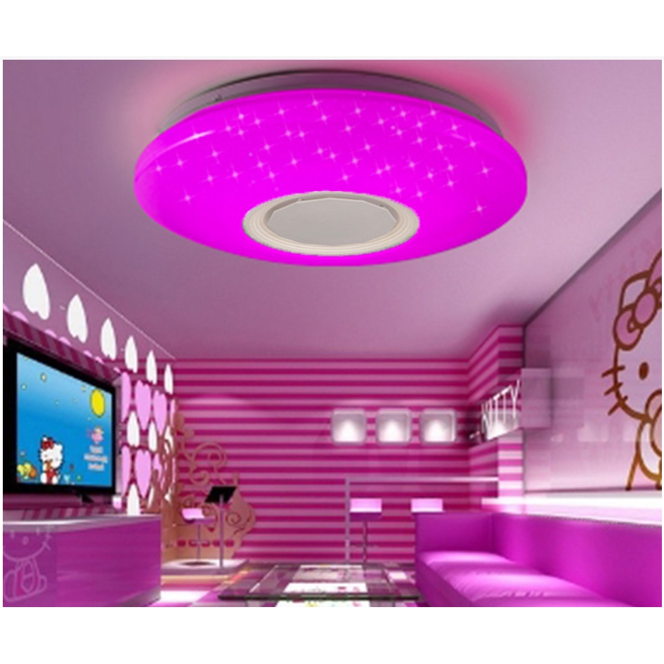 Đèn trần LED 36W thông minh nhiều màu sắc kết hợp loa nghe nhạc điều khiển đổi màu tiện lợi.