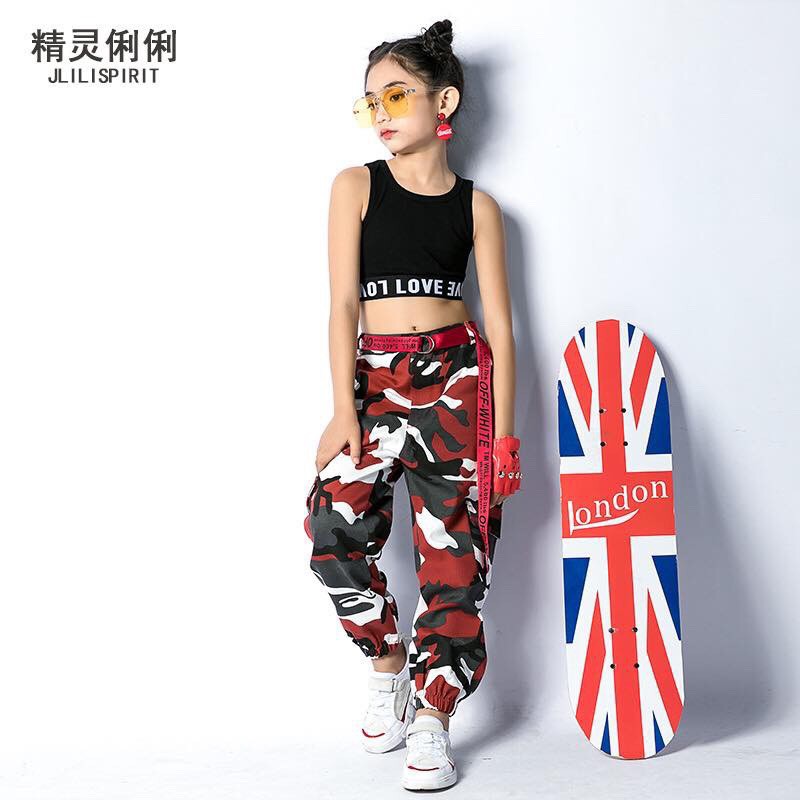 Đồ nhảy hiện đại trẻ em ZB182 Set quần rằn ri áo sát nách
