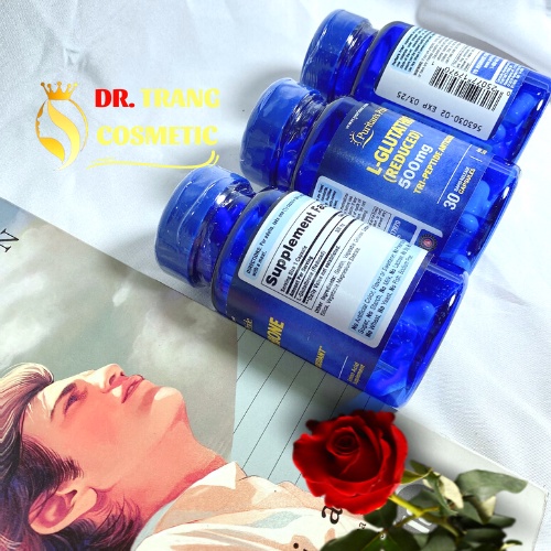 Viên uống trắng da glutathion, chống oxy hoá, giải độc gan, lọ 30 viên