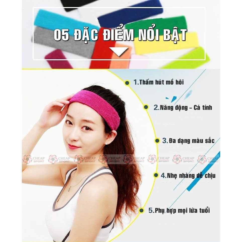 Băng Đô Thể Thao Headband Băng Trán Thấm Mồ Hôi Dùng Cho Chạy Bộ, Bóng Rổ, Bóng Chuyền, Bóng Đá, Tennis, Cầu Lông