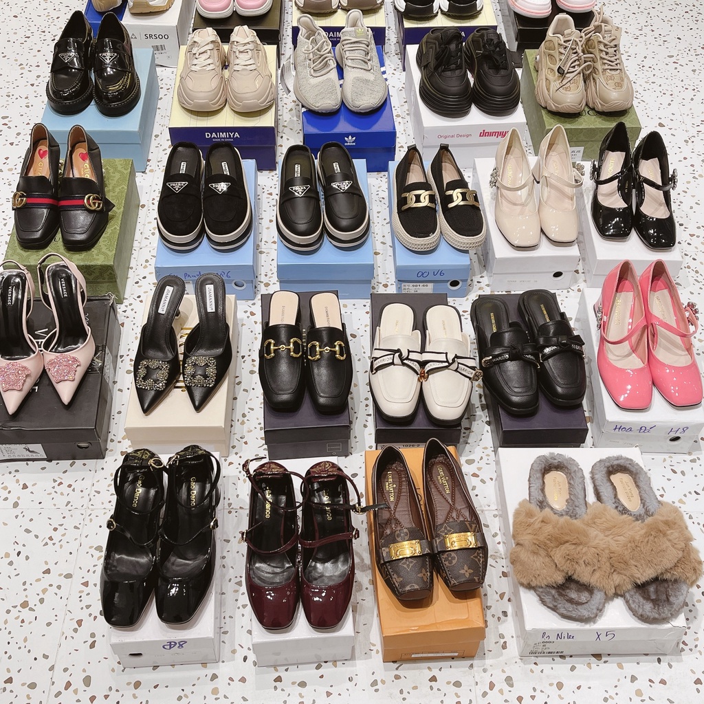 Giày cao gót màu hồng mặt đá VIC siêu xinh cao cấp fullbox túi giấy