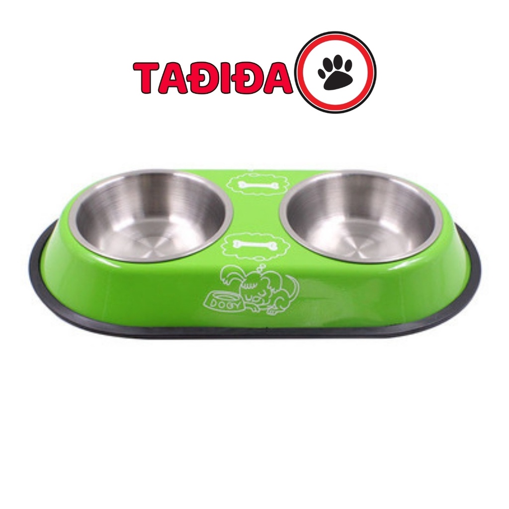 Bát ăn đôi cho Chó Mèo bằng inox không gỉ , Dụng cụ đựng thức ăn cho Thú Cưng- Tadida Pet