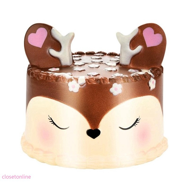 CL❀❀ Babys Kids Squishy Toy Slow Rising Deer Cake Squeeze Jumbo Mobile Stress Reliever Cartoon |shop