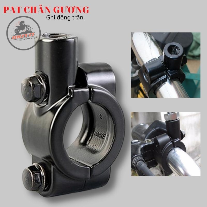 Giá gắn chân gương 10mm, cùm gắn gương tròn kiểng phù hợp với ghi đông trần 22mm