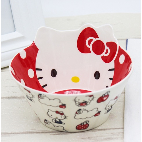 SANRIO Bát Ăn Cơm / Súp Bằng Melamine In Họa Tiết Hoạt Hình Hello Kitty Dễ Thương Dùng Làm Quà Tặng Cho