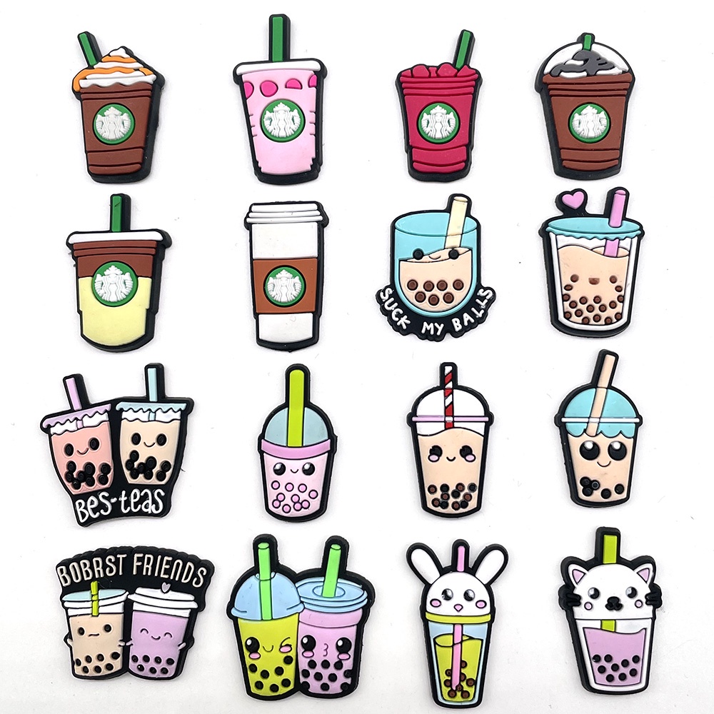 Jibbitz Chủ đề hoạt hình cà phê sữa Starbucks crocs DIY Shoe Charms pvc accessories Phụ kiện dép Với 1000 Mẫu Lựa Chọn Quà tặng cho nam và nữ