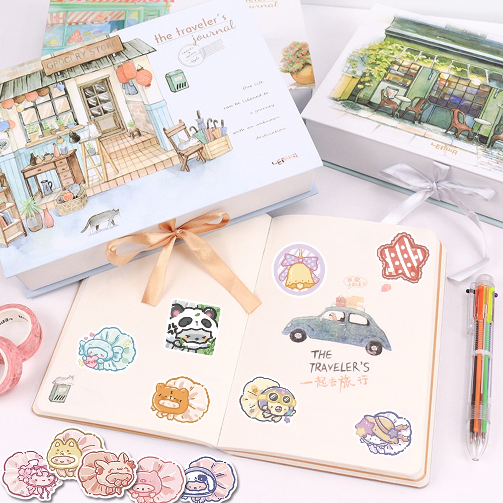 Bộ 50 Miếng Dán Trang Trí Laptop Chống Thấm Nước Hình Cá Vàng Hoạt Hình Dễ Thương