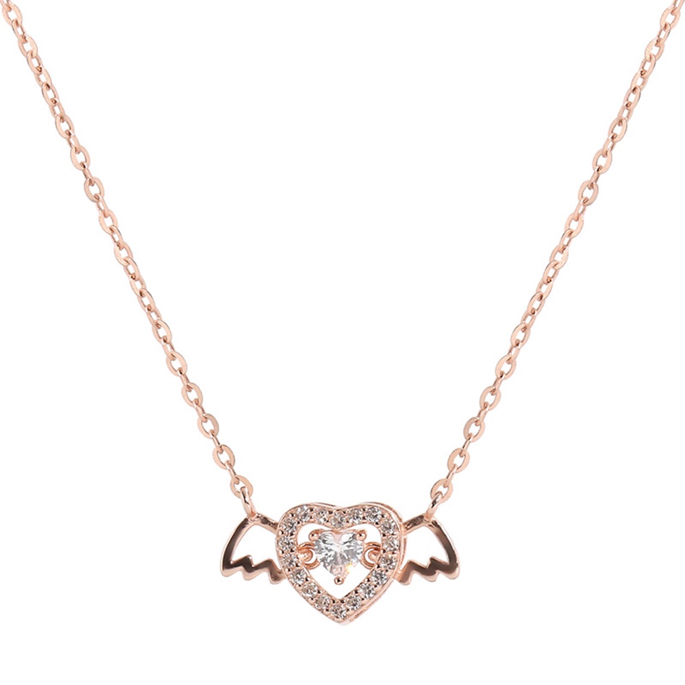 Vòng cổ Mặt Trái Tim Đôi Cánh Thiên Thần Đính Đá Pha Lê Phong Cách Hàn Quốc Dành Cho Nữ