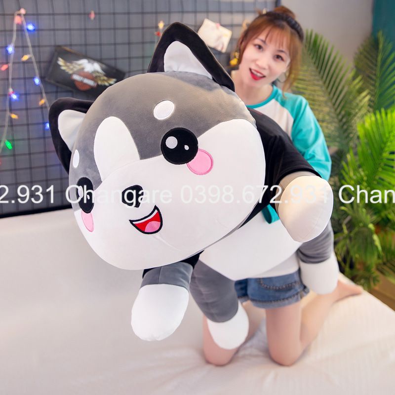 Gấu bông mèo mặc áo siêu kute, Gối ôm mèo Husky khổng lồ 90cm1-1m4, Thú nhồi bông mèo