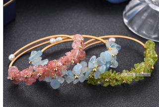 Vòng tay mạ vàng 14k đính đá pha lê tự nhiên