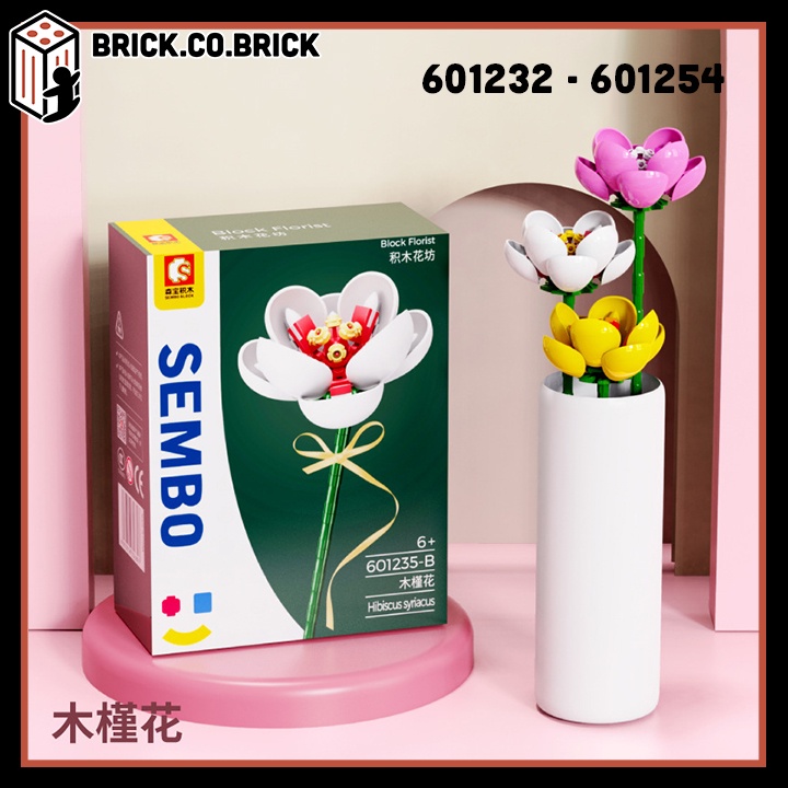 Đồ Chơi Các Loại Hoa Nhỏ Đáng Yêu trang trí bàn học Lắp ráp Trưng bày Lọ hoa Flower Boutique 601232- 601255