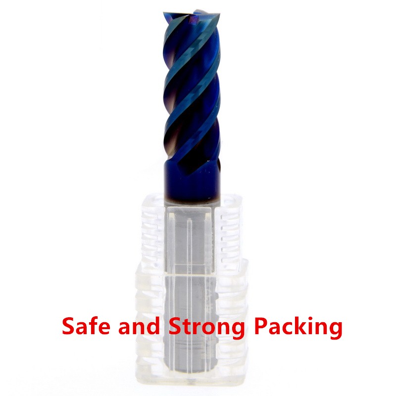1 cái HRC65 Vonfram cacbua 4 sáo Nano Blue Coating End Mill Shank 4 6 8 10mm Hợp kim nhôm phay