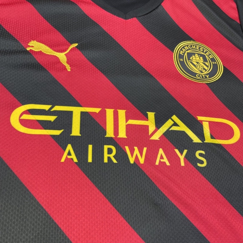 Quần áo bóng đá,đá banh clb Manchester City sân khách-set áo quần đá bóng man city đỏ đen chất vải cao cấp aobonda999.vn