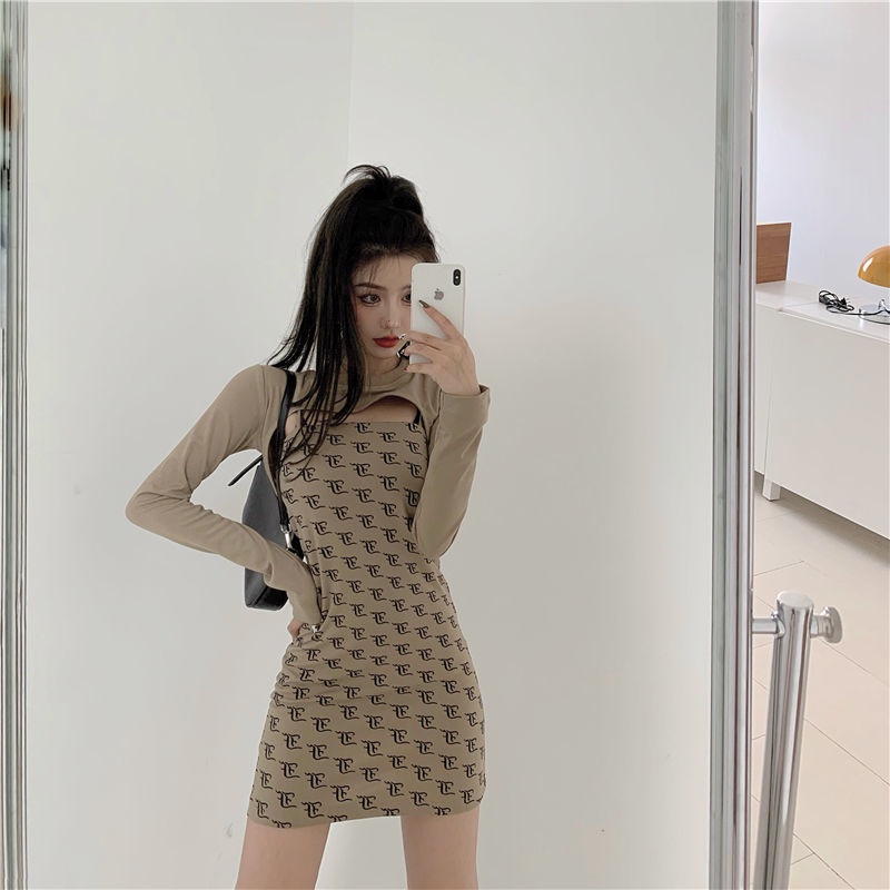 Set Áo Sơ Mi Tay Dài + Đầm Sát Nách Thời Trang Cho Nữ