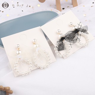 DDFI - Korea Lace Pearl Circle Fashion Simple Generous Sweet All-match Stud Earrings G3A09