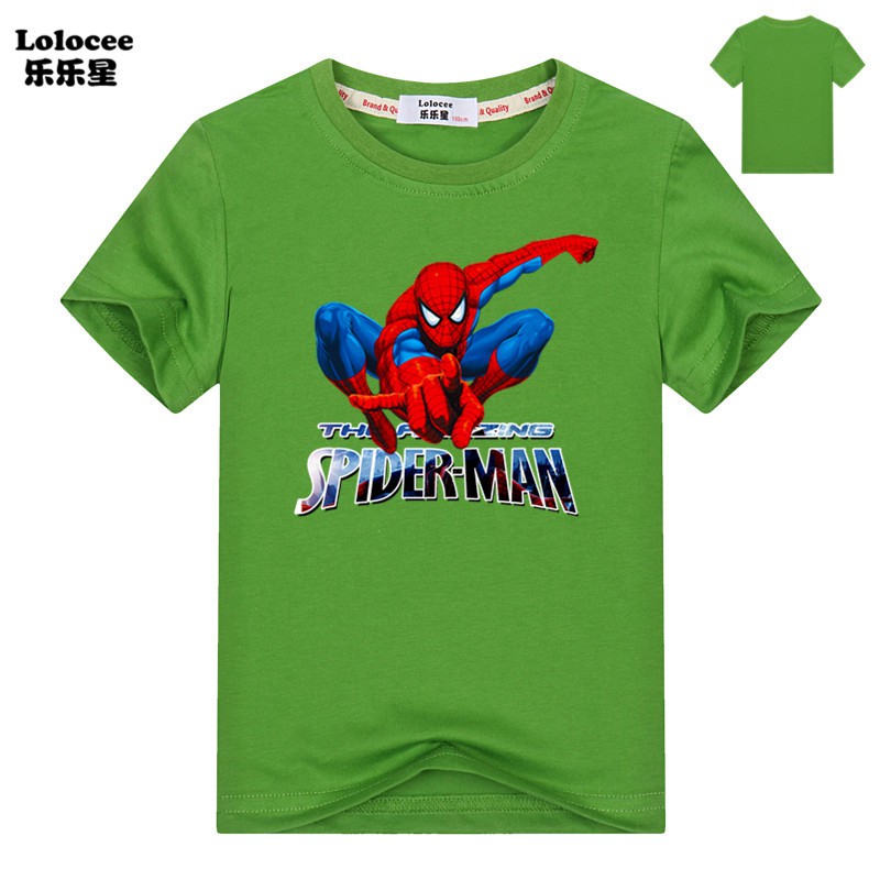 Áo Thun Tay Ngắn In Hình Spiderman Cho Bé Trai