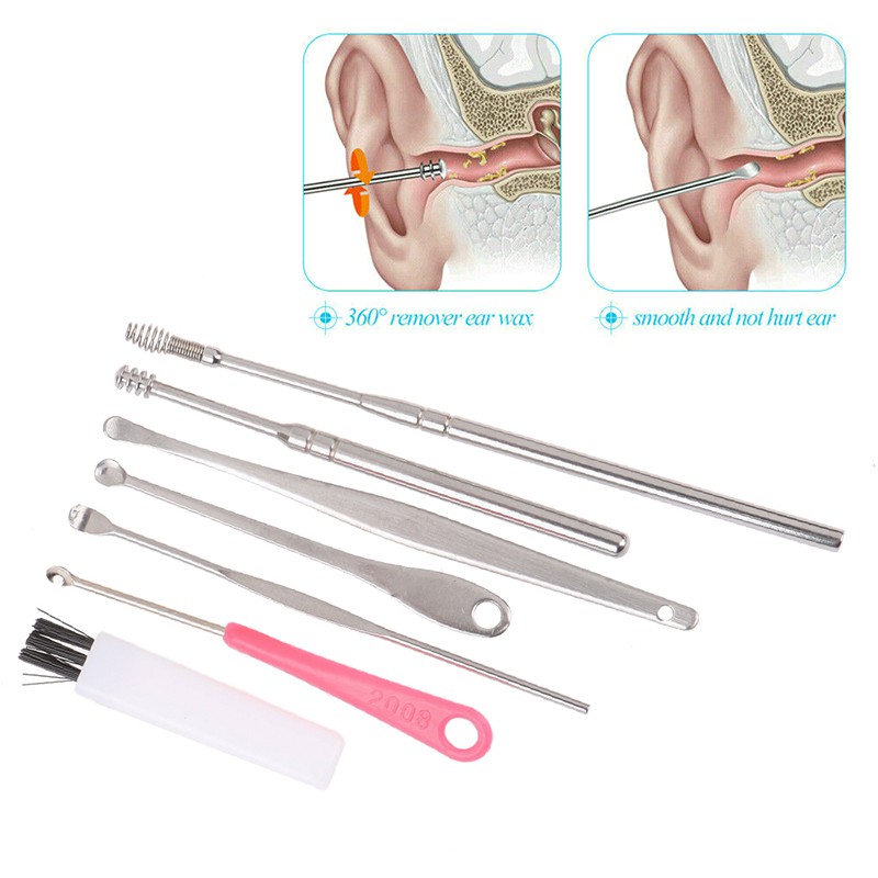 Bộ 7 Dụng Cụ Lấy Ráy Tai Bằng Inox Chuyên Dùng