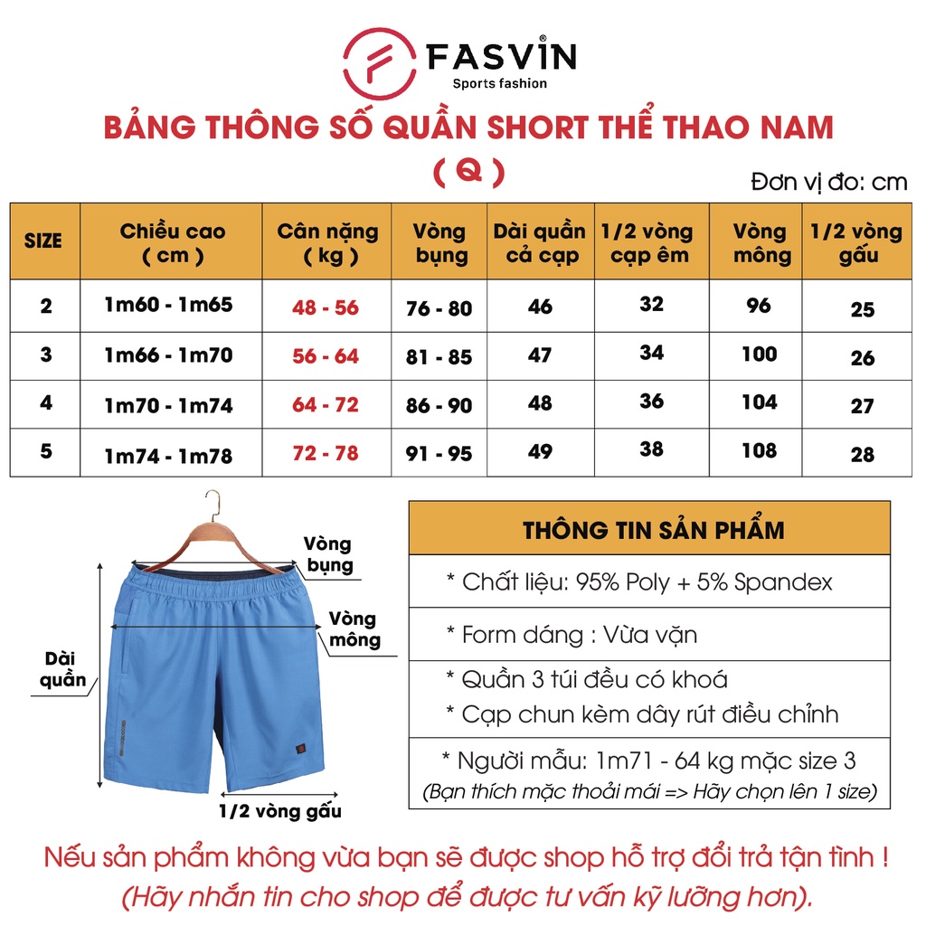 Quần đùi thể thao nam Fasvin Q20809.HN vải gió chun mềm mại co giãn thoải mái vận động