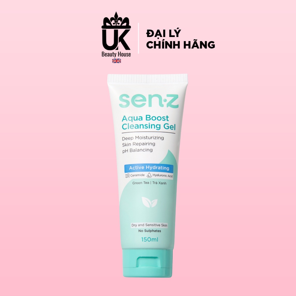 Gel Rửa Mặt Chiết Xuất Trà Xanh Cấp ẩm SenZ Aqua Boost Cleansing Gel 150ml