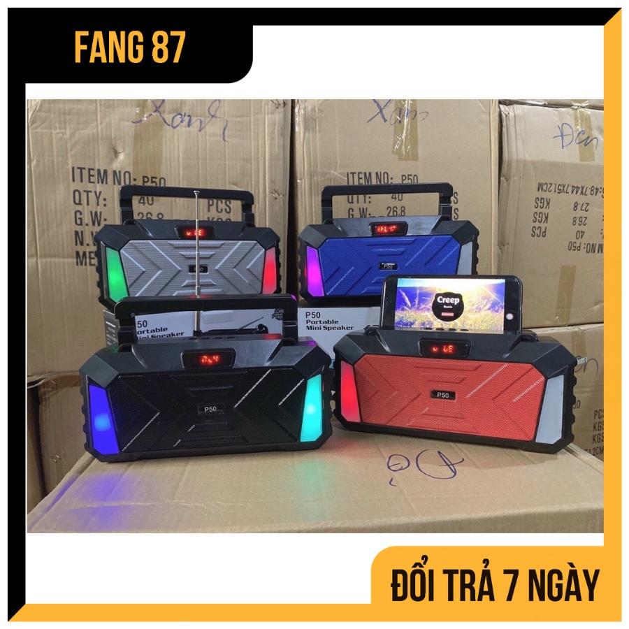 Loa bluetooth mini P50 có dây đeo nghe FM kết nối máy tính âm thanh hay bass mạnh Bảo hành đổi mới 6 tháng