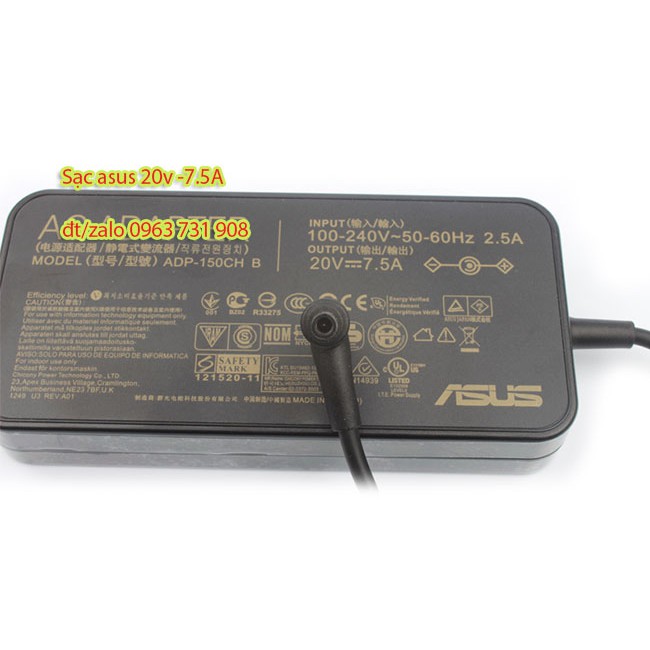 Sạc laptop Asus 20v 7.5A 150w chính hãng