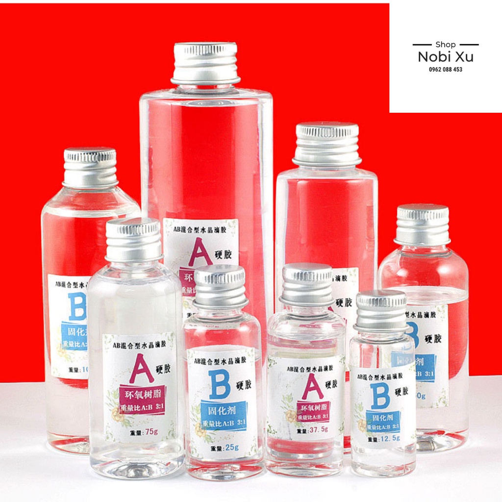 Keo Resin Epoxy AB 400g Cứng Trong Suốt Ít Bọt Chuyên Dụng Làm Trang Sức