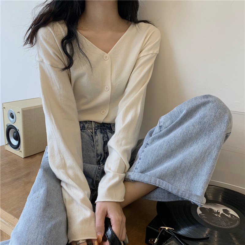 Áo cardigan len cổ chữ V Quảng Châu (Freesize) | BigBuy360 - bigbuy360.vn