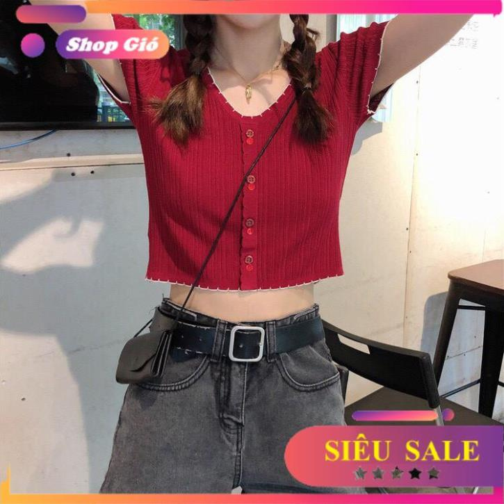 [SALE SOCK] áo thun dệt kim ngắn tay cổ V khuyu đôi 0110 mẫu thiết kế mới hot nhất năm