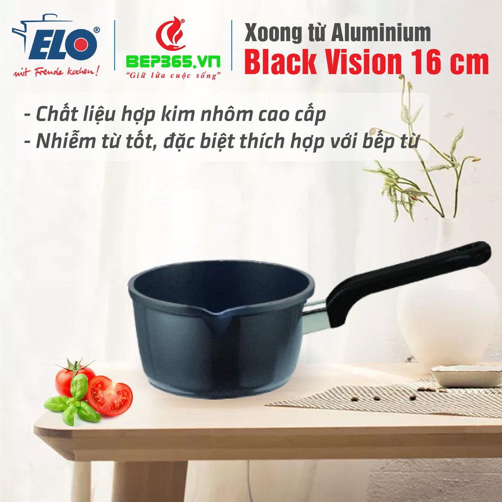 Xoong Aluminium tráng men chống dính Elo Black Vision 16cm