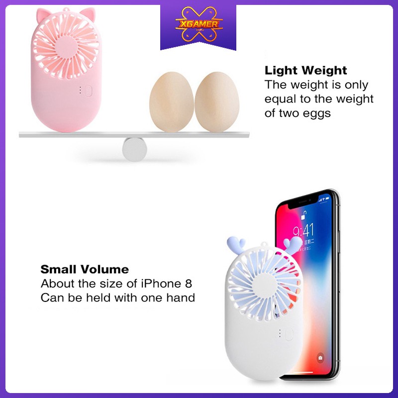 XGamer Mini Macaron fan Cute Handheld 3 Modes USB Battery Charger Cooling Outdoor / Office / Travel During Summer | BigBuy360 - bigbuy360.vn