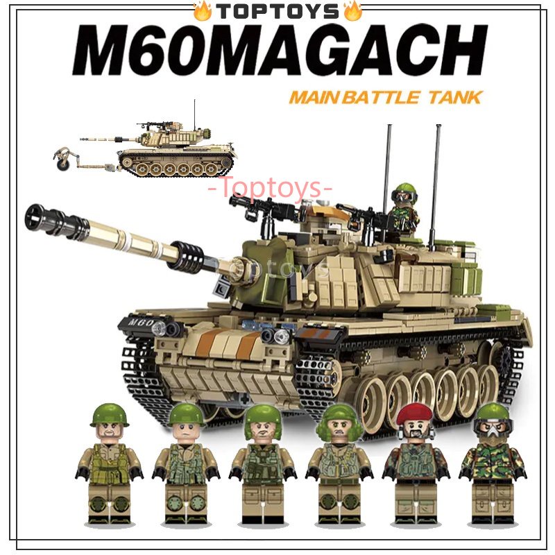 Gạch LEGO 6 Nhân vật nhỏ Người lính Xây dựng bộ xếp hình Dòng quân sự M60 Magach Xe tăng Chiến đấu Chính Lego Vũ khí Xây dựng Khối Đồ chơi Quà tặng Trẻ em