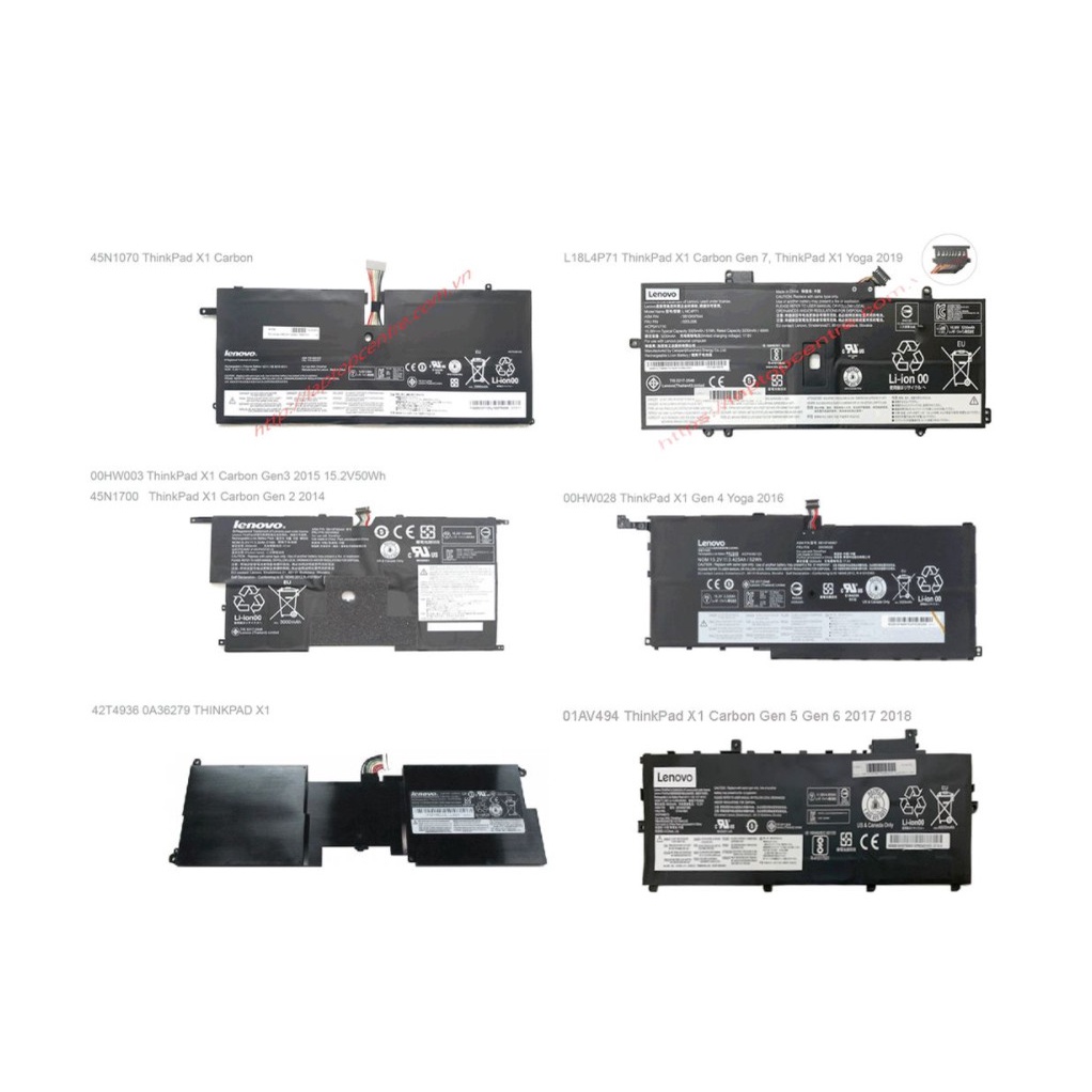 Pin Laptop Lenovo Thinkpad X1 Carbon Gen 7 Gen 5 Gen 4 Gen 3 Gen 2 Gen 1 Yoga 2016 Yoga 2019 ThinkPad X1