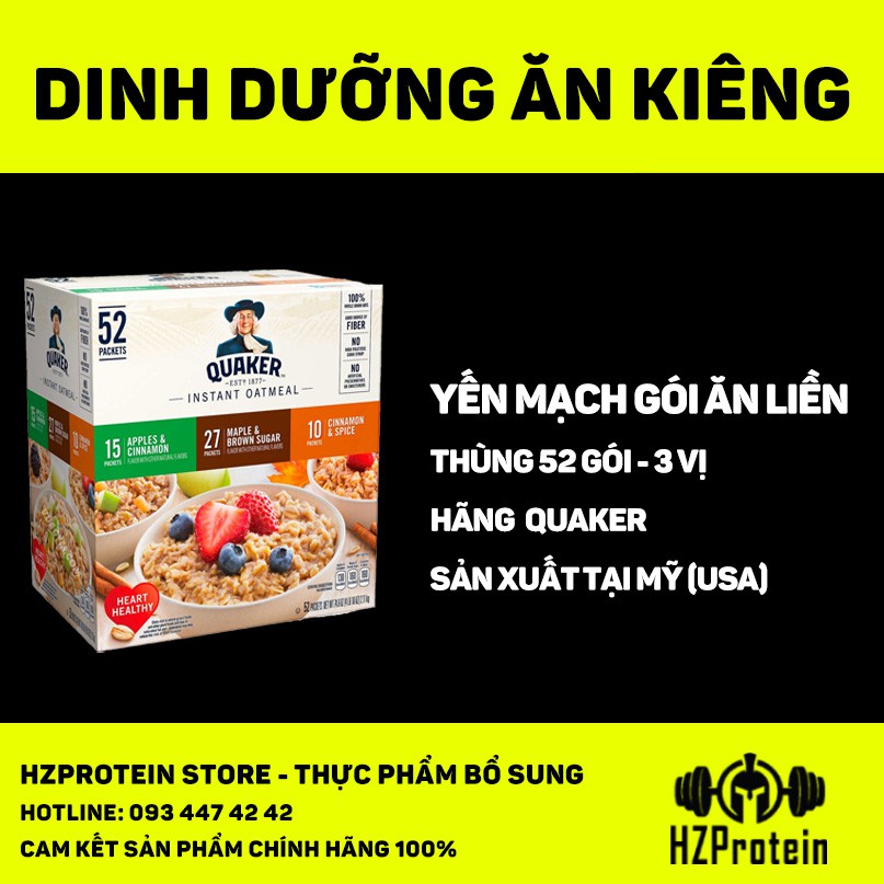 YẾN MẠCH NẤU ĂN LIỀN QUAKER INSTANT OATMEAL, CỰC NHANH TIỆN LỢI, CÓ HƯƠNG VỊ CỰC NGON (52 GÓI NGUYÊN SEAL)