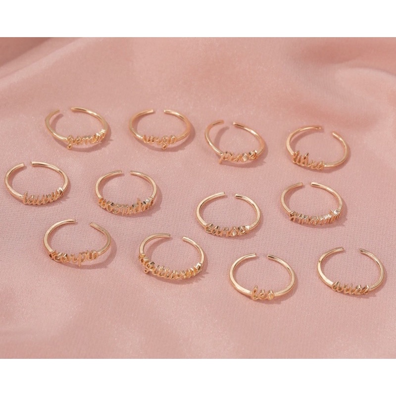Nhẫn hở thiết kế 12 chòm sao phong cách Hàn Quốc