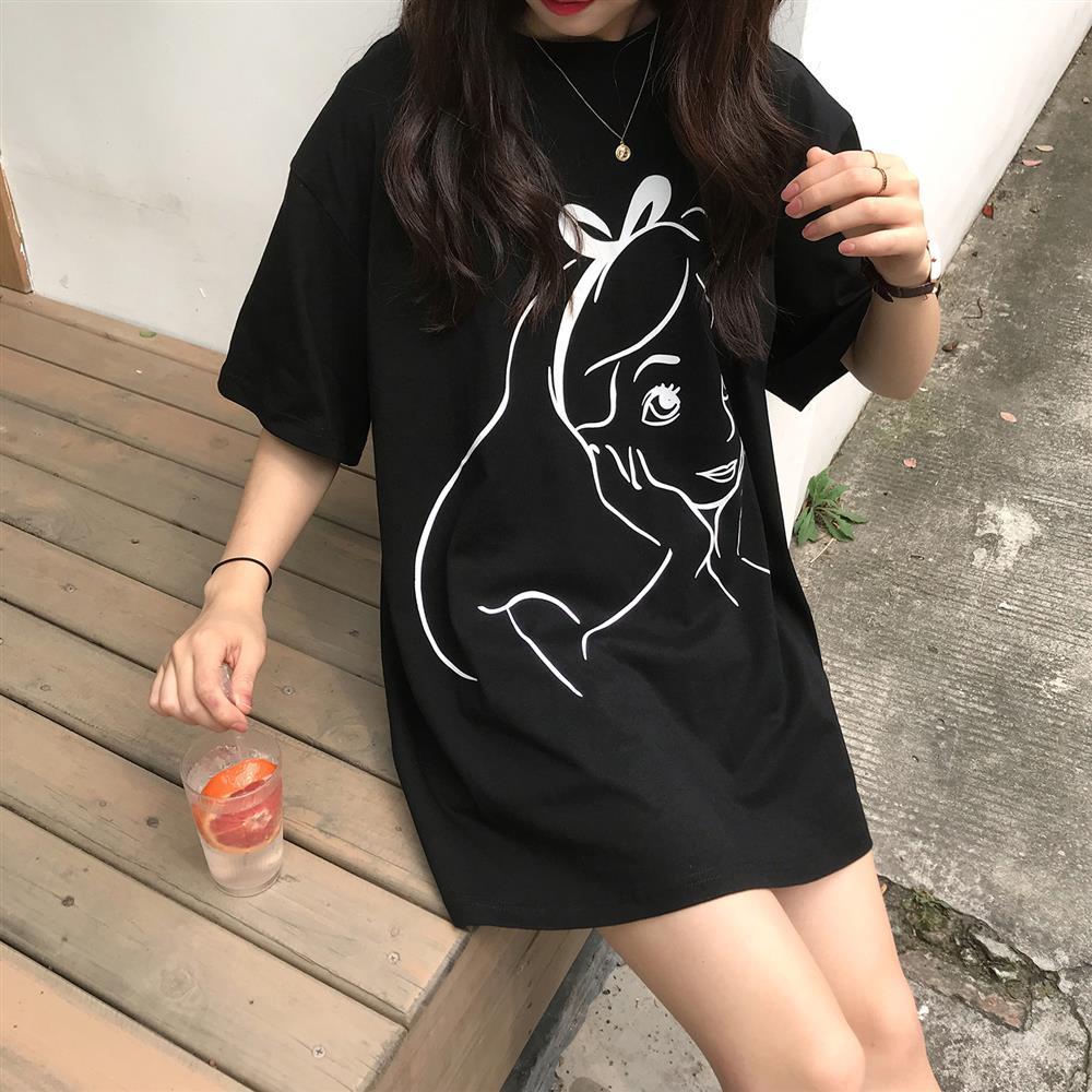 Áo Thun Ngắn Tay Phong Cách Retro Hàn Quốc 2021 Cho Nữ