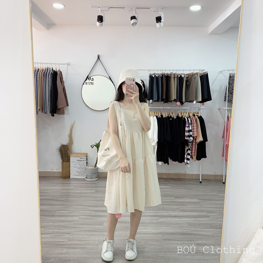 [Mã FATHANG5 giảm 10K đơn 50K]  Đầm babydoll 2 dây Kem cho Nữ | BigBuy360 - bigbuy360.vn