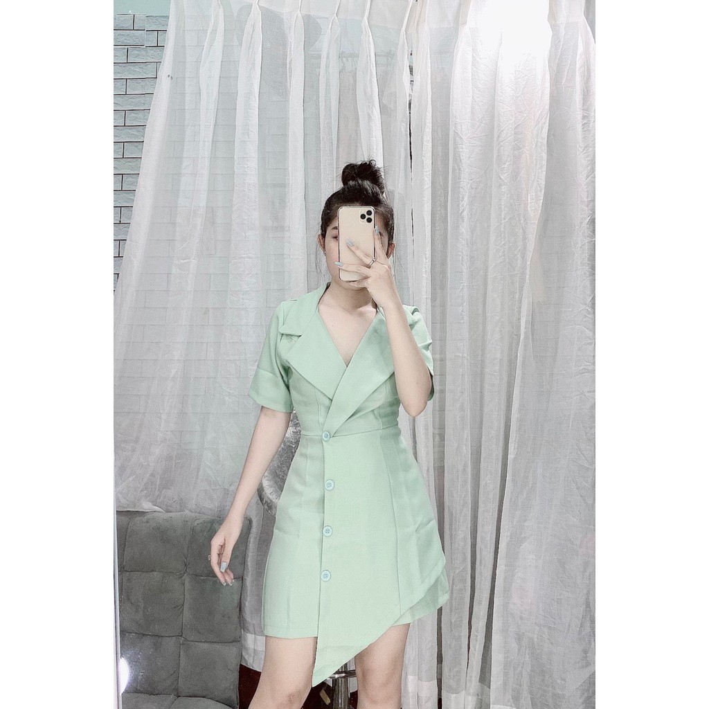 ĐẦM CỔ VEST TÀ XÉO CHẤT SIÊU ĐẸP NHÀ NẤM