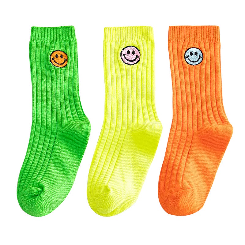 ~ Shuofeng shuofeng ~ Vớ Cotton Trơn Màu Sắc Kẹo Dạ Quang Phiên Bản Hàn Quốc Dành Cho Bé Trai Bé Gái