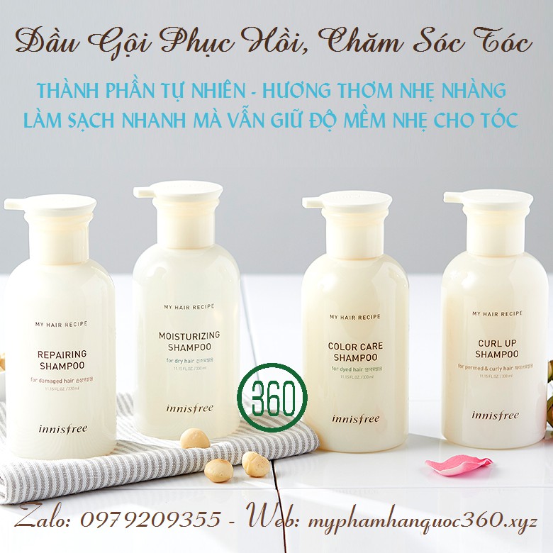 Dầu gội dưỡng ẩm dành cho tóc khô Innisfree My Hair Recipe Moisturizing Shampoo