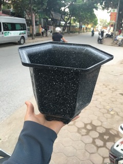 CHẬU LỤC GIÁC VÂN ĐÁ 23x20cm