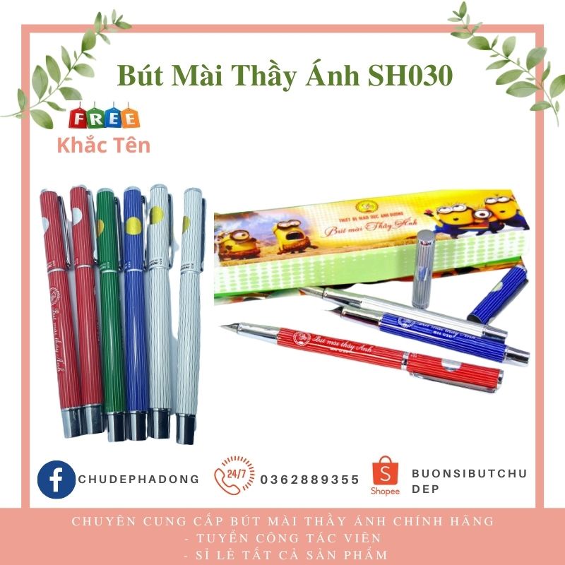 Bút Mài Thầy Ánh SH030  – Bút Máy Ánh Dương Ngòi Mài Thanh Đậm Luyện Chữ Đẹp-Kèm Hộp